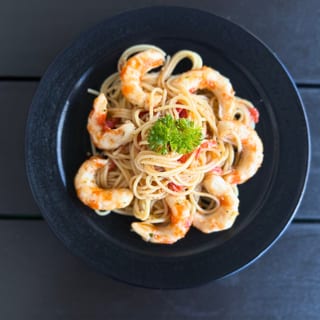 Vegan spaghetti shrimps